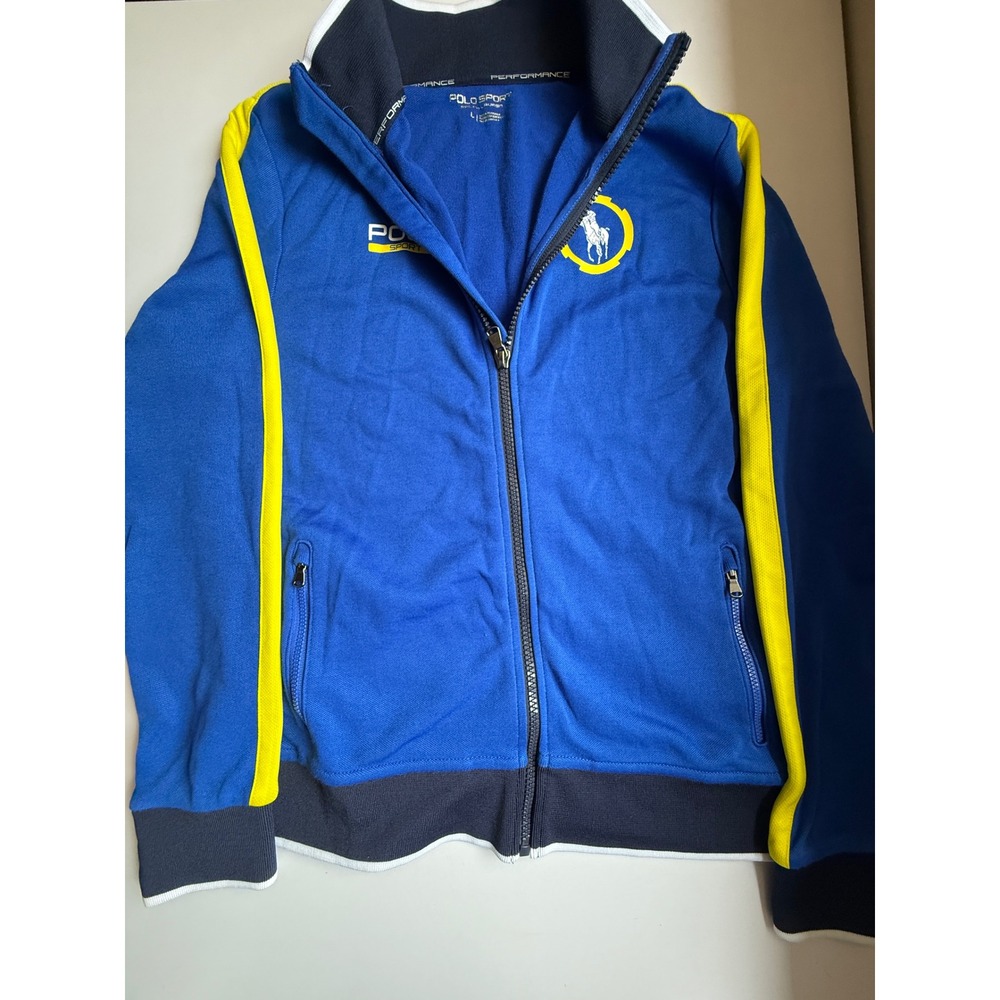 Polo Sport Ralph Lauren Track Jacket Blue Yellow Full Zip Performance Mens Large - Picture 3 of 12